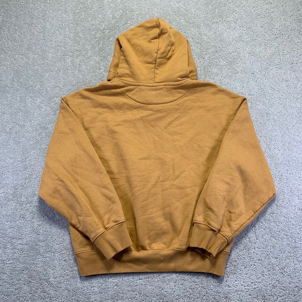 H&M Blank Staple Hoodie XS Yellow Orange Sweatshirt Pullover Heavy Oversized - Picture 7 of 13